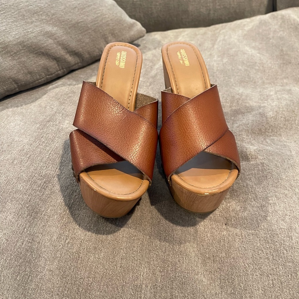 Brown Leather Platform Sandals